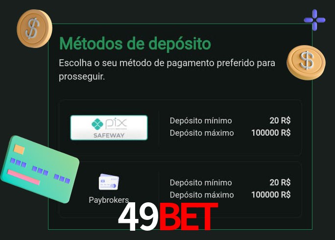O cassino 49Bet oferece uma grande variedade de métodos de pagamento